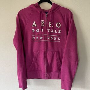 Aeropostale, Fuchsia, Logo, Zip-Up Hoodie. Size Medium.